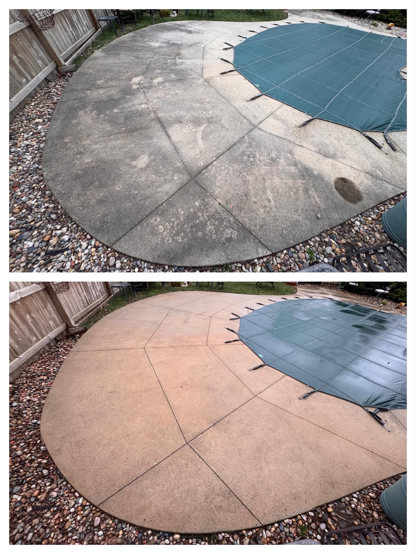 Pool Patio Concrete — before and after